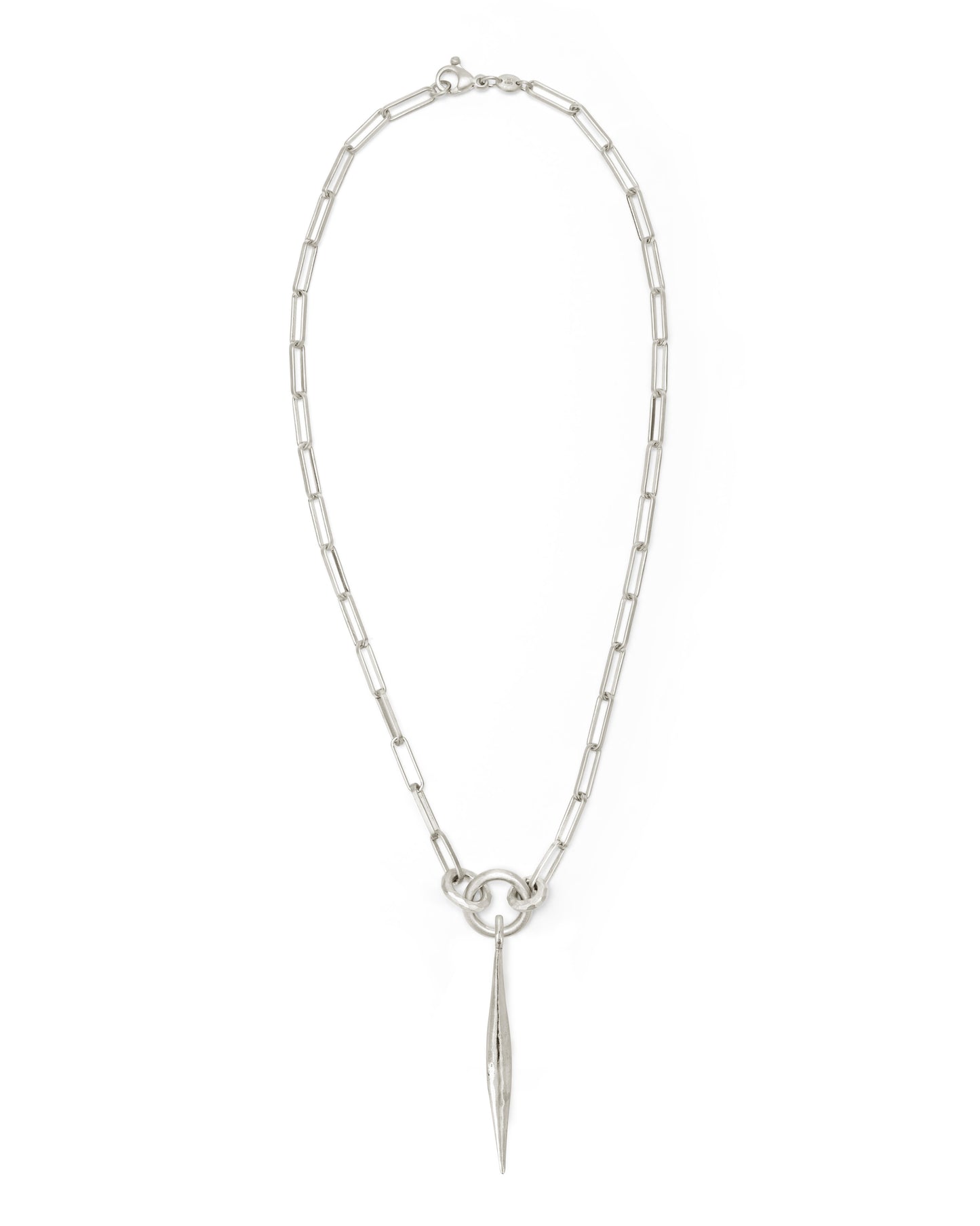Collana Voyage Catena Clip con Ciondolo Spindle Grande Argento Naturale