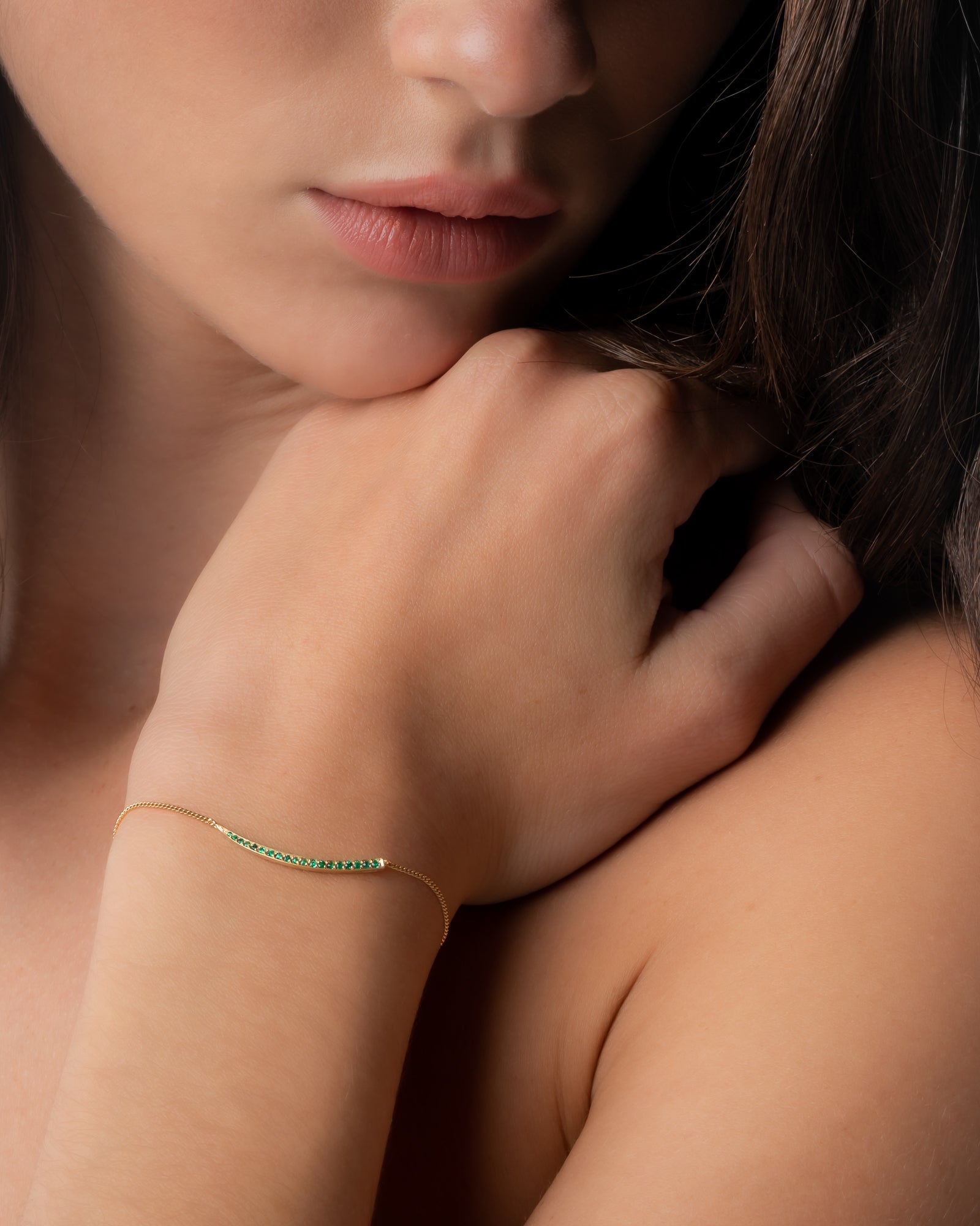 Crescent Moon Bracelet Emerald