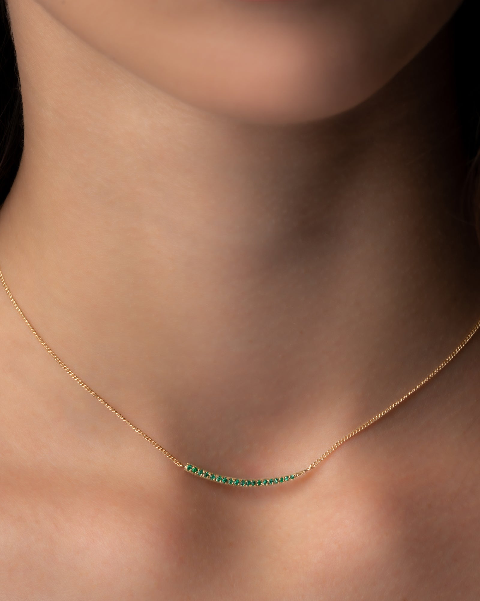 Crescent Moon Necklace Emerald