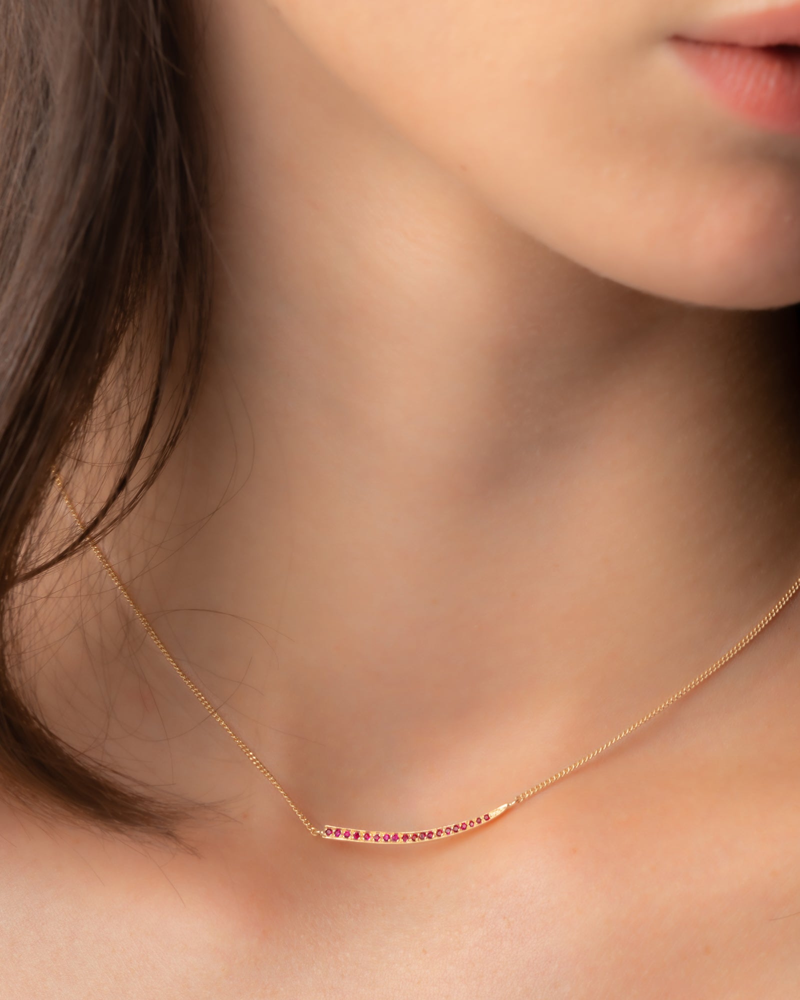 Crescent Moon Necklace Ruby