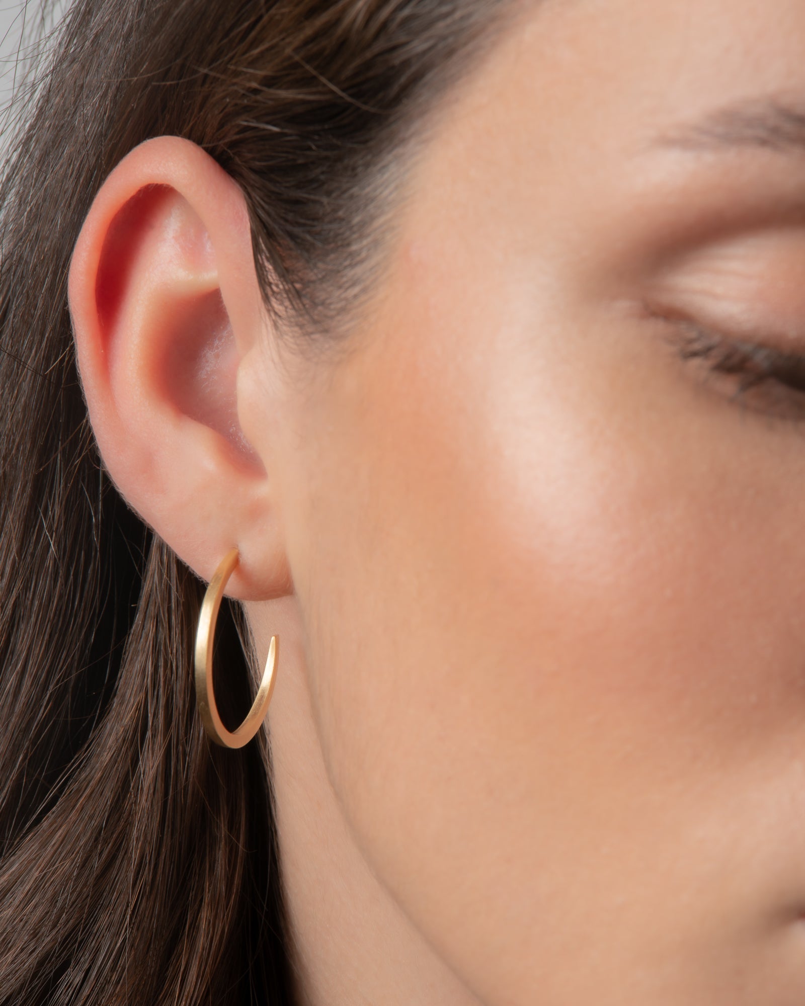 Crescent Moon Hoops Solid Silver