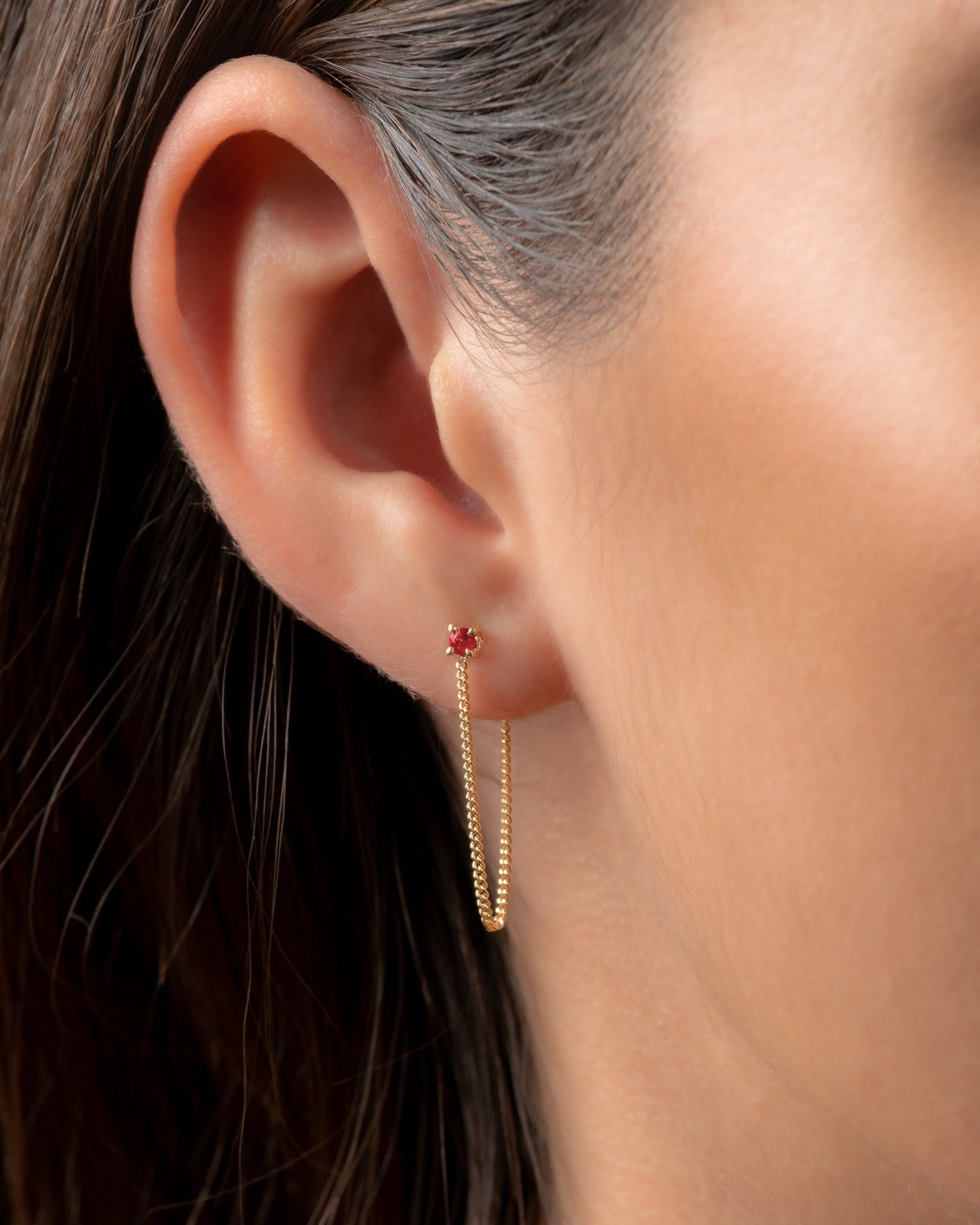 Connection Chain Stud Earrings Ruby