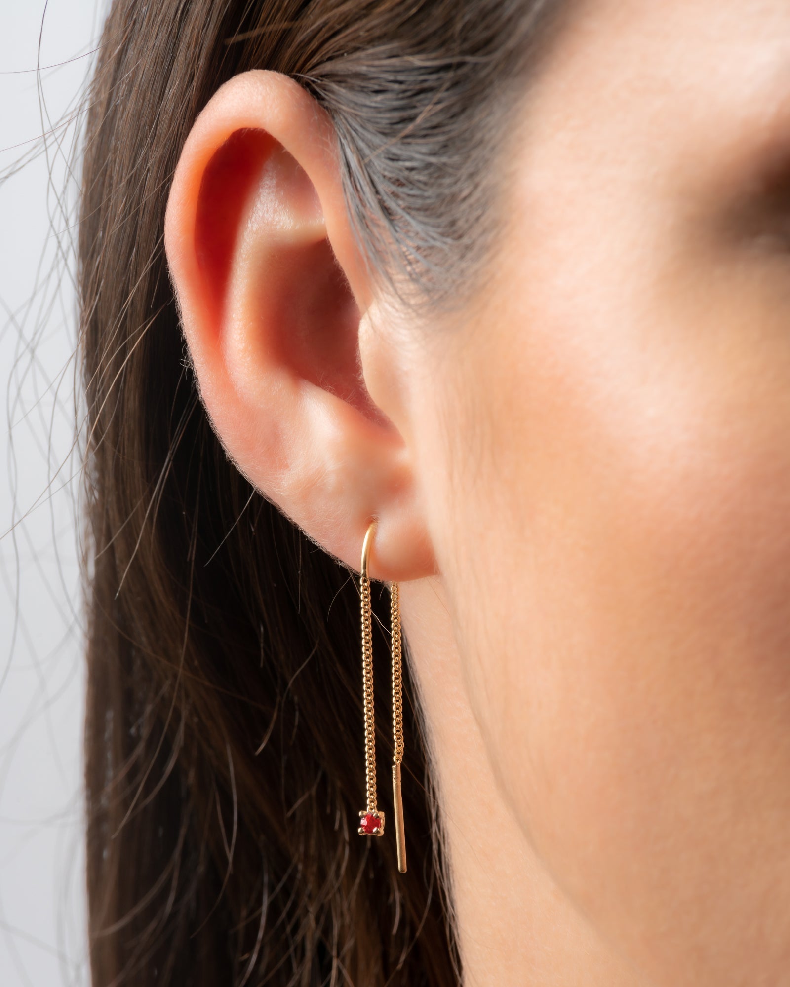 Connection Chain Threader Earrings Ruby