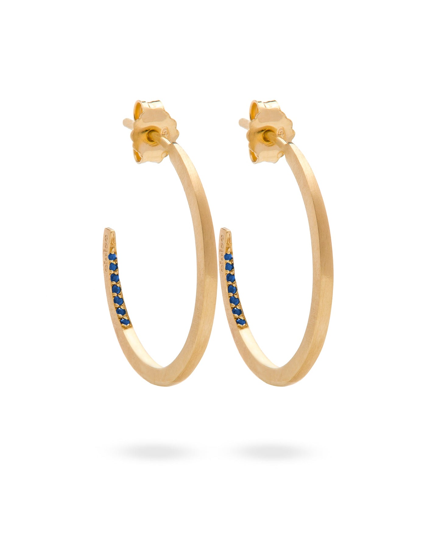 Orecchini Crescent Moon a Cerchio Zaffiro Oro 18k