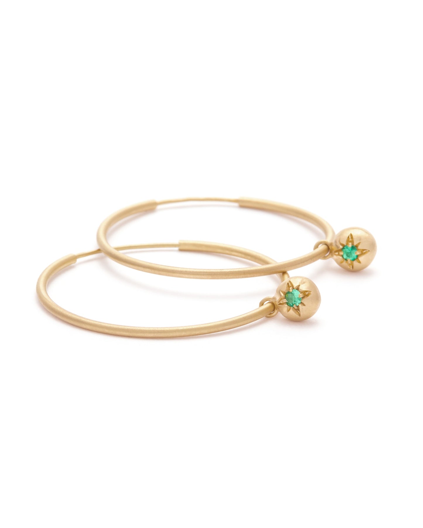 Orecchini Moon a Cerchio Smeraldo Oro 18k