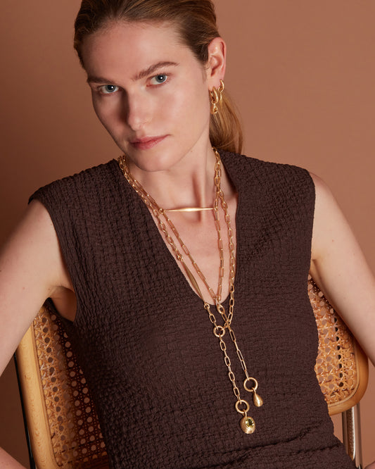 Spindle Necklace Clip Chain with Drop Charm