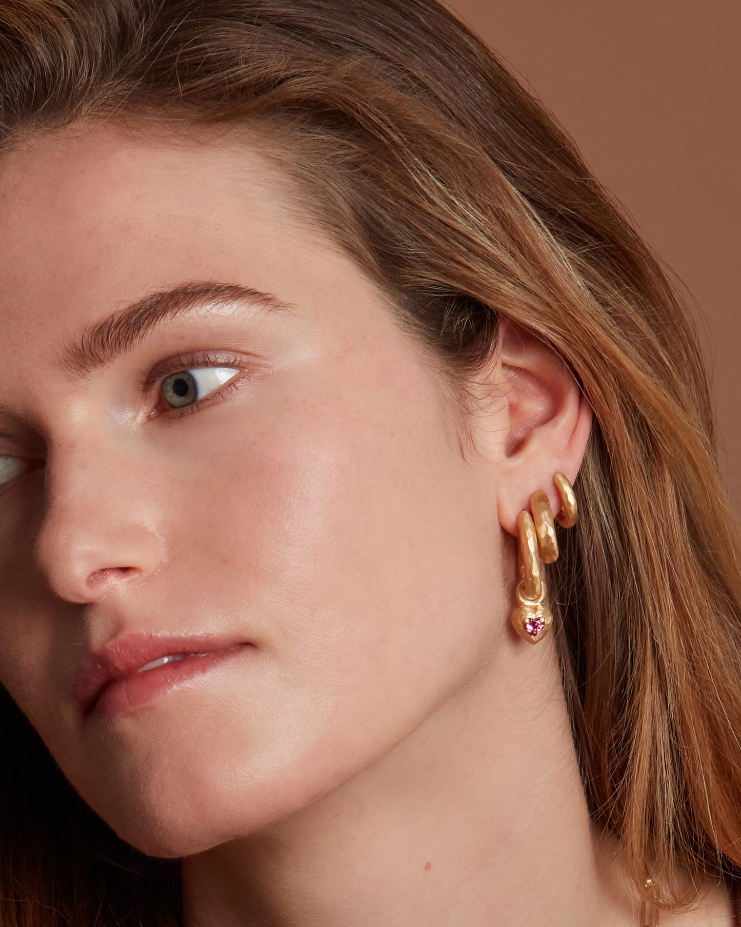 Wander Hoops Medium with Heart Charms