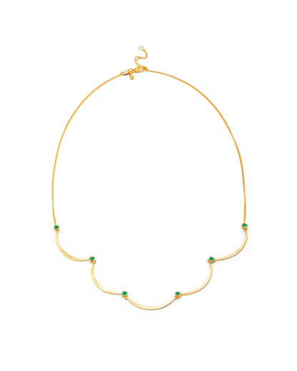 Crescent Moon Chandelier Necklace Emerald