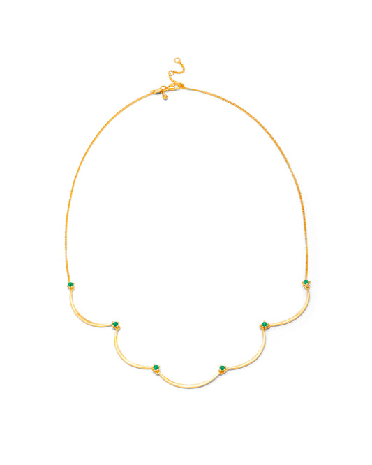 Crescent Moon Chandelier Necklace Emerald