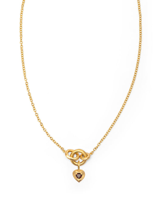 Voyage Necklace Light Chain with Heart Charm Red Garnet