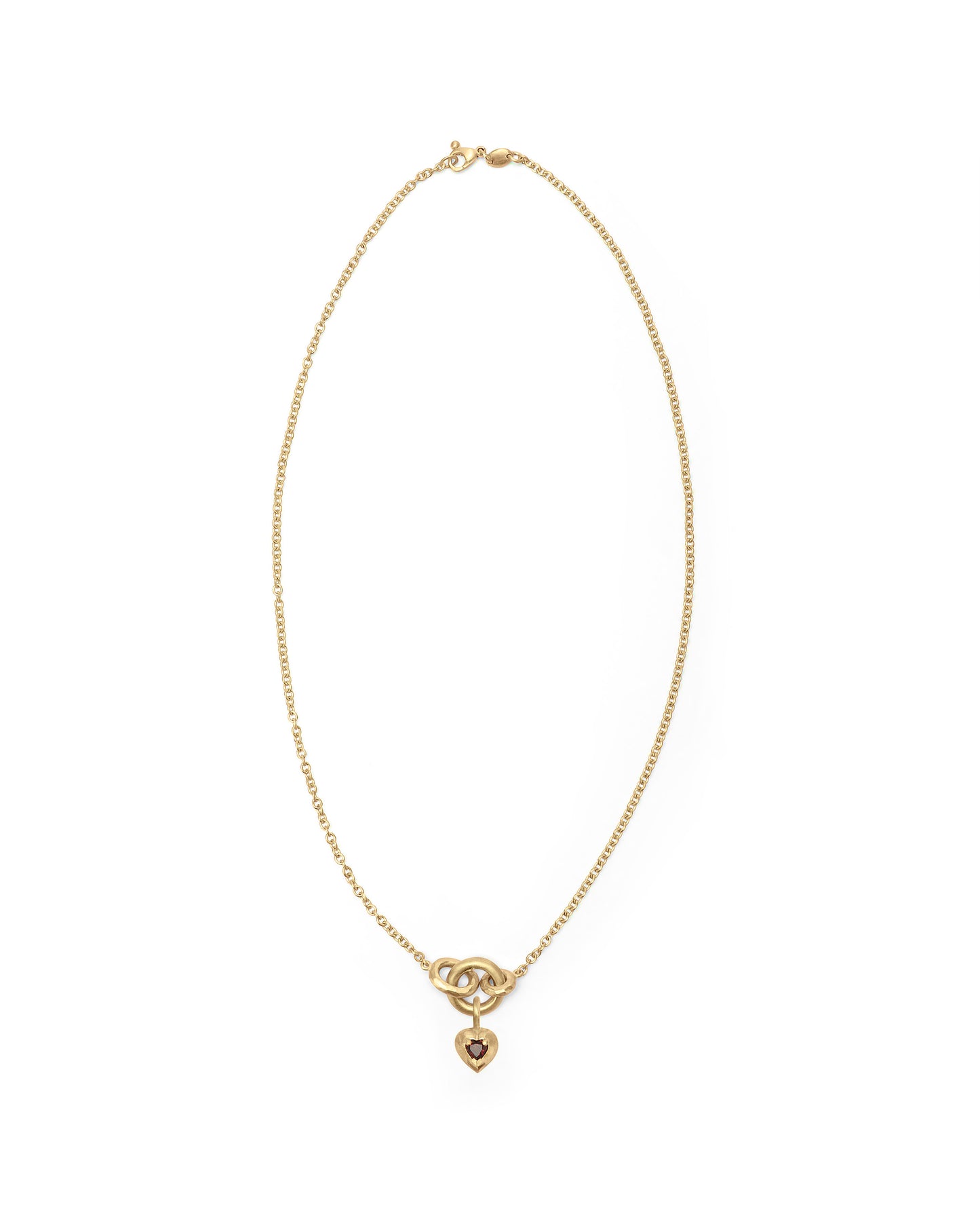 Collana Voyage Catena Leggera con Ciondolo Cuore Granato Rosso