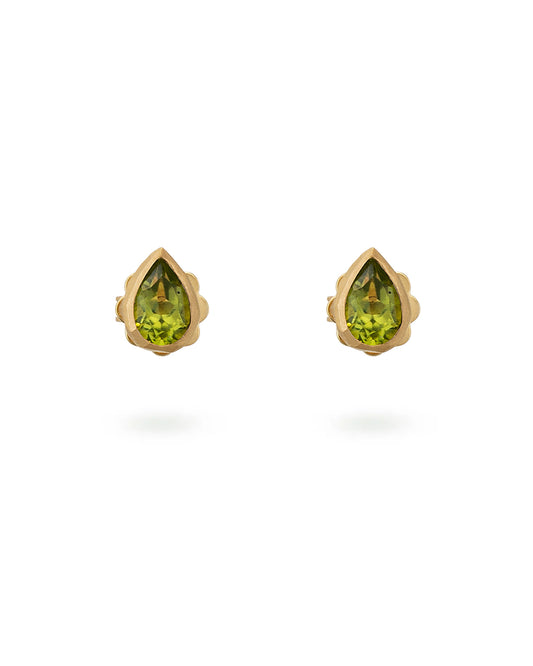 Drop Studs Pair Green Peridot
