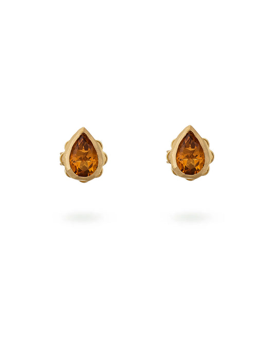 Drop Studs Pair Yellow Citrine Quartz