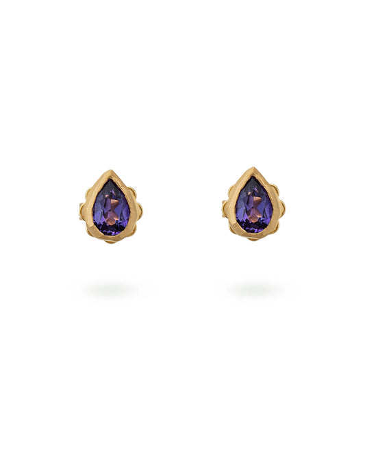 Drop Studs Pair Purple Amethyst