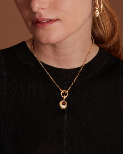 Voyage Necklace Light Chain with Sasso Charm Red Garnet
