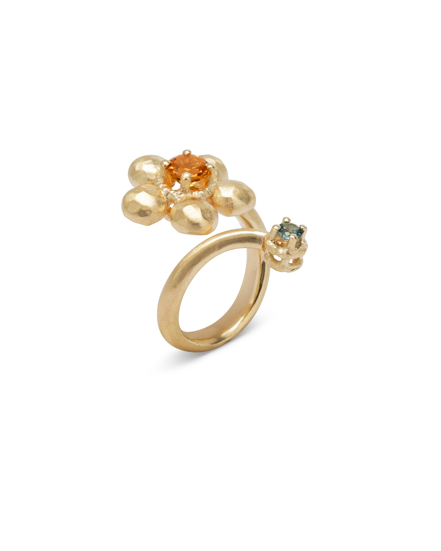 Flore Ring Madeira Quartz and Blue Topaz