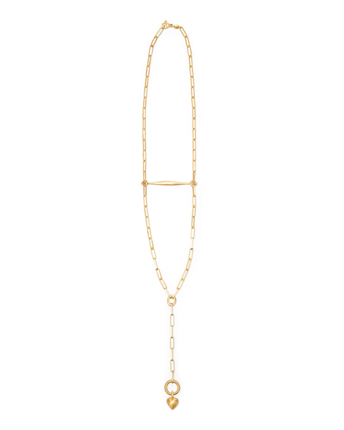 Spindle Necklace Clip Chain with Heart Charm