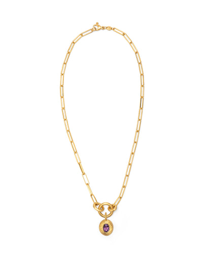 Voyage Necklace Clip Chain with Sasso Charm Purple Amethyst