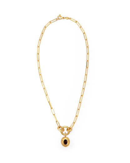 Voyage Necklace Clip Chain with Sasso Charm Red Garnet