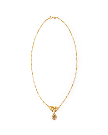 Voyage Necklace Light Chain with Drop Charm Purple Amethyst