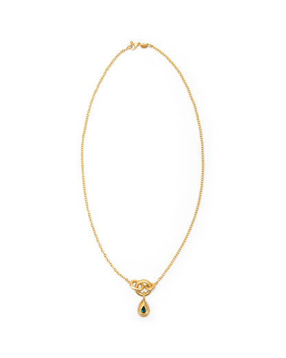 Voyage Necklace Light Chain with Drop Charm Deep Blue Topaz