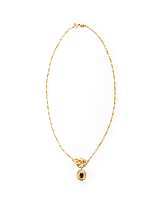 Voyage Necklace Light Chain with Sasso Charm Red Garnet