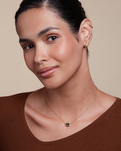 Ellipse Necklace Deep Blue Topaz