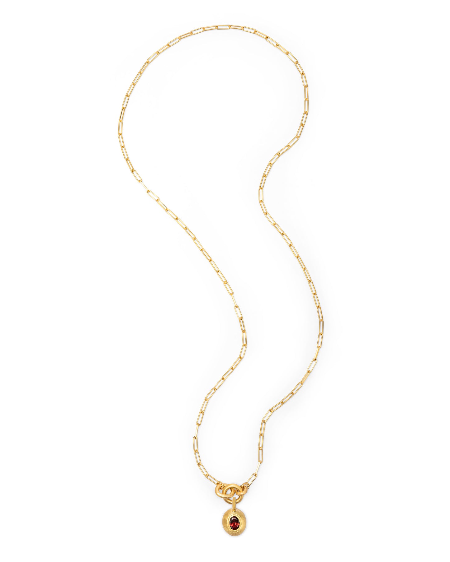 Voyage Necklace Clip Chain Light with Sasso Charm Red Garnet