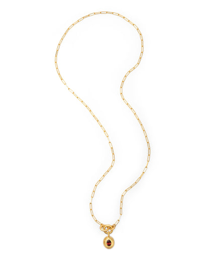 Voyage Necklace Clip Chain Light with Sasso Charm Red Garnet