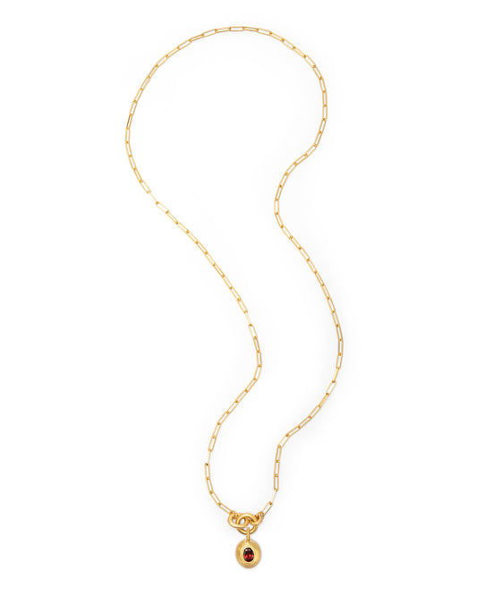 Voyage Necklace Clip Chain Light with Sasso Charm Red Garnet