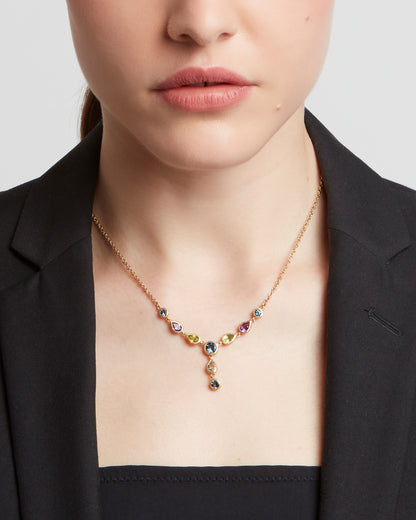 Drop Necklace Multicolor Blue - Green - Purple