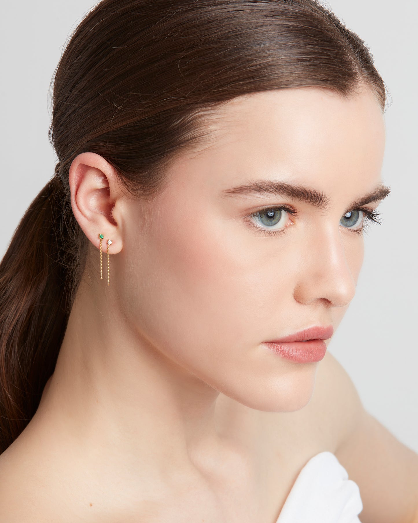 Connection Chain Stud Earrings Diamond