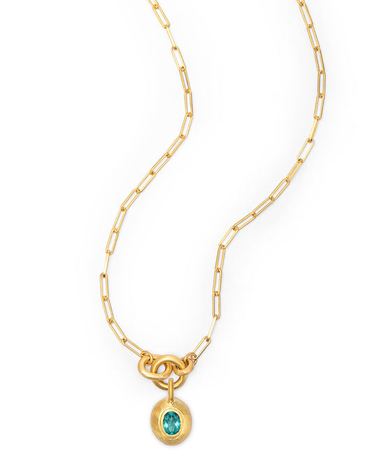 Voyage Necklace Clip Chain Light with Sasso Charm Apatite Small