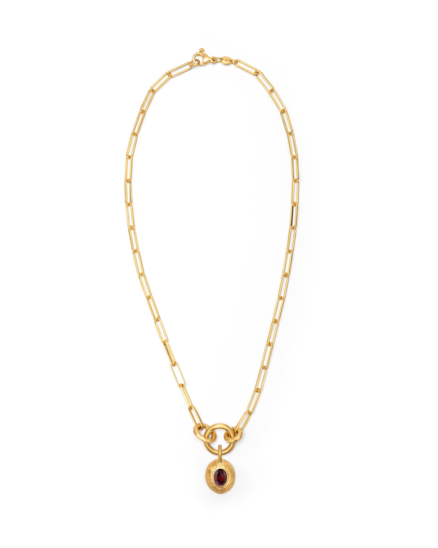 Voyage Necklace Clip Chain with Sasso Charm Red Garnet