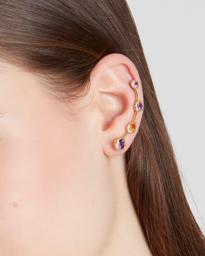 Climber Earring Amethyst and Citrine Quartz