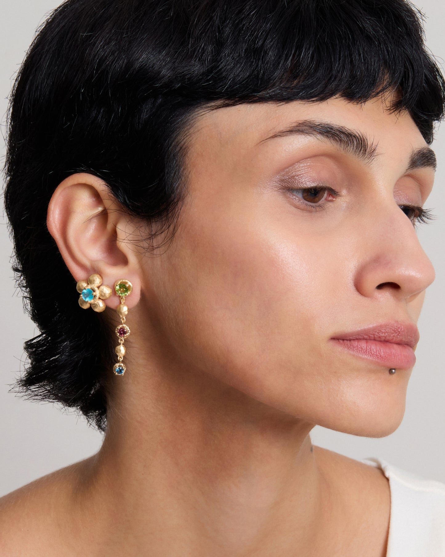 Flore Energy Cascade Earrings Green - Pink - Blue