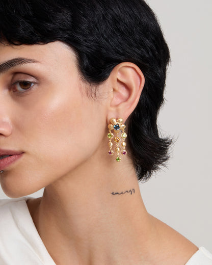 Flore Chandelier Earrings Blue - Green - Orange - Pink