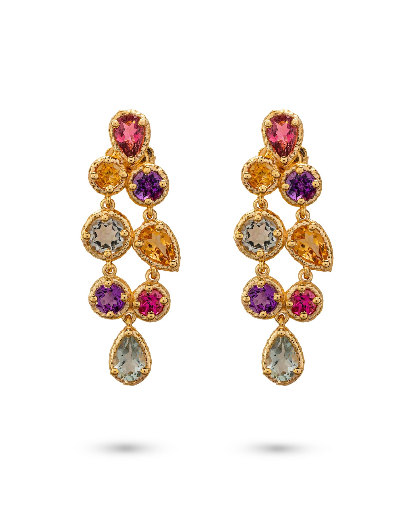 Odyssey Earrings Pair Pink - Yellow - Purple