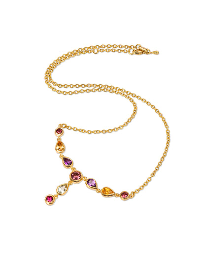 Drop Necklace Multicolor Pink - Yellow - Purple