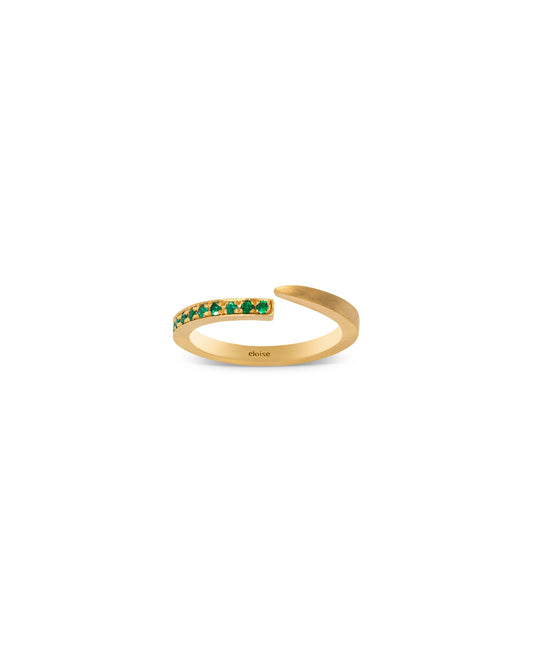 Crescent Moon Ring Emerald