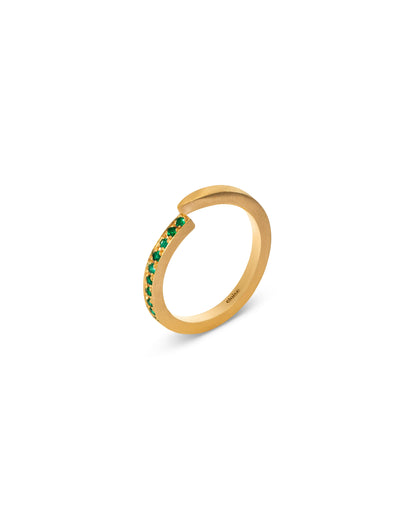 Crescent Moon Ring Emerald