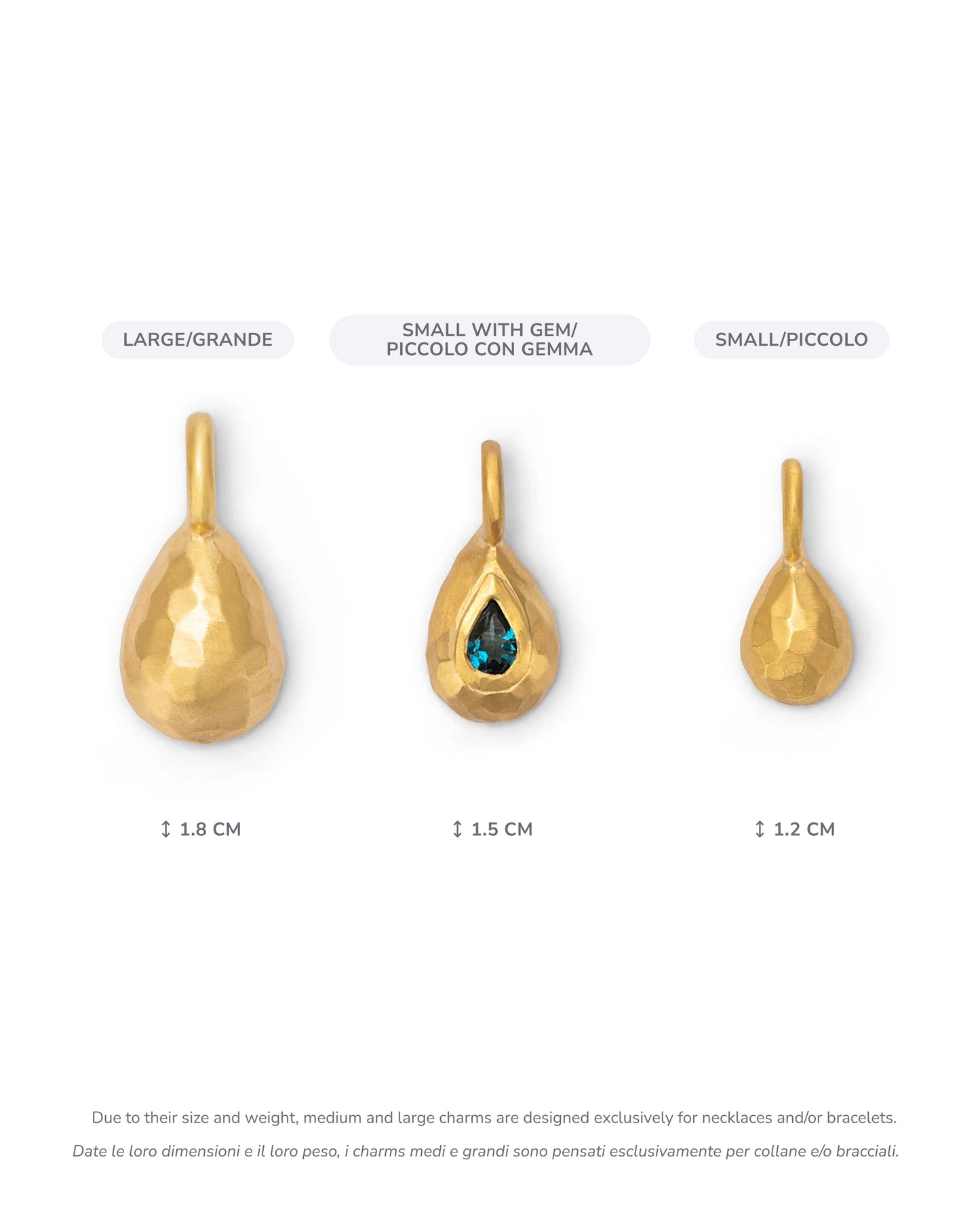 Ciondolo Goccia Milestone Piccolo Topazio Blu Profondo Oro 18k