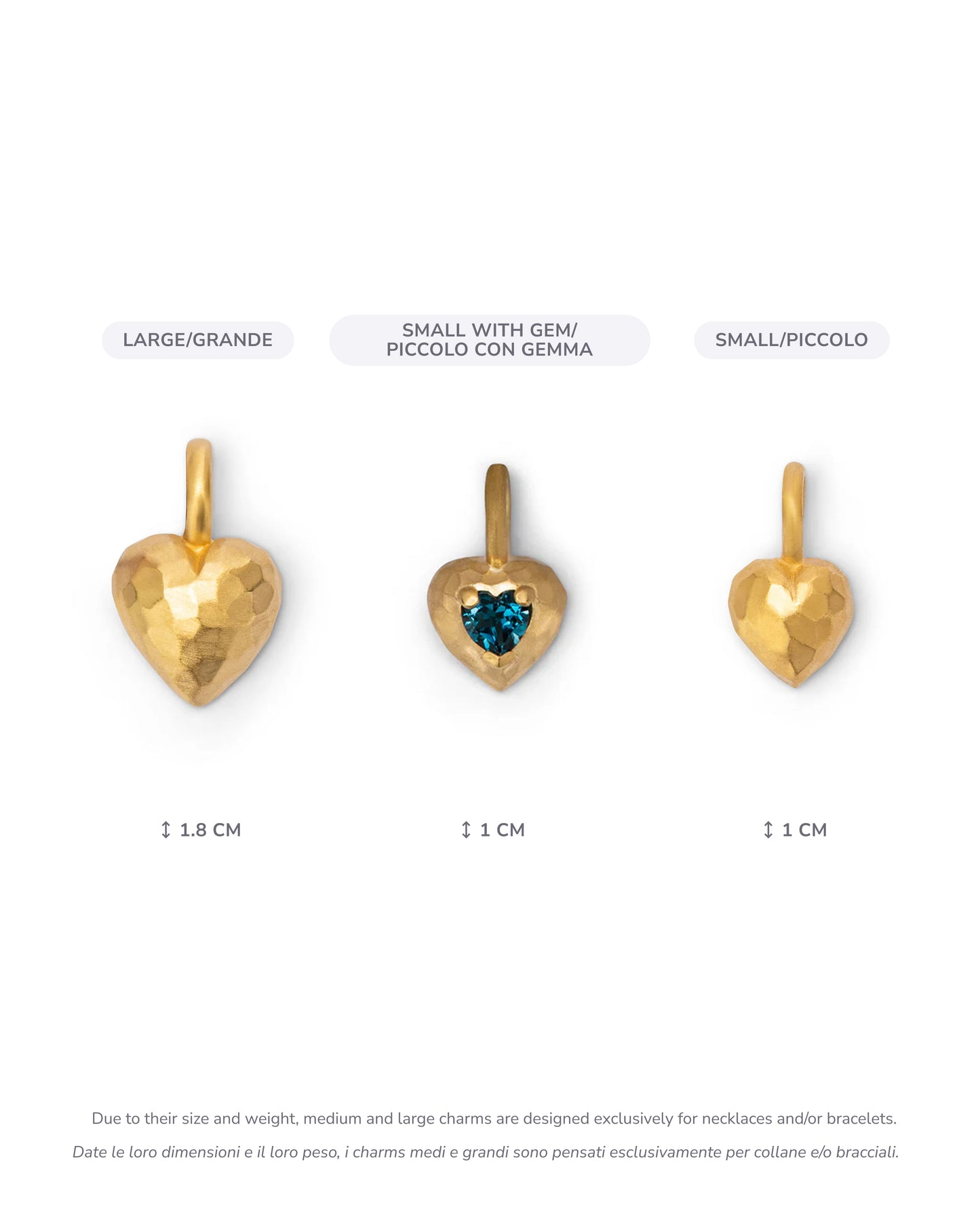 Ciondolo Cuore Milestone Piccolo Topazio Blu Profondo Oro 18k