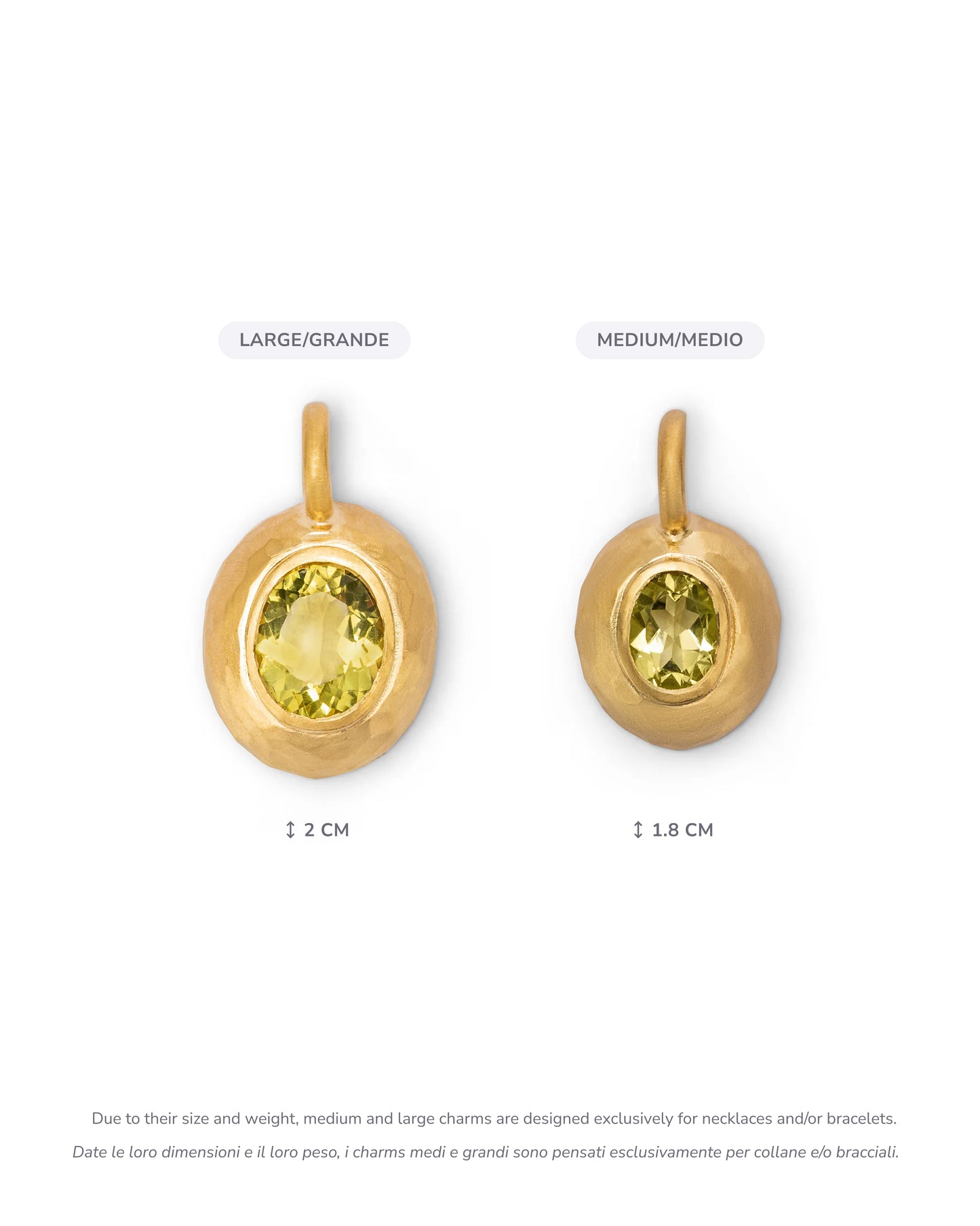 Milestone Sasso Charm Medium Lemon Quartz