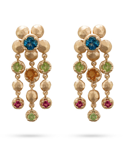 Flore Chandelier Earrings Blue - Green - Orange - Pink