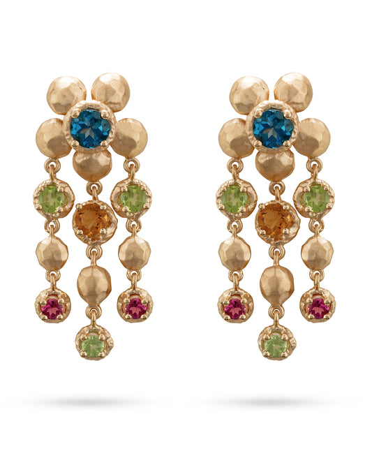 Flore Chandelier Earrings Blue - Green - Orange - Pink