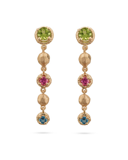 Flore Energy Cascade Earrings Green - Pink - Blue