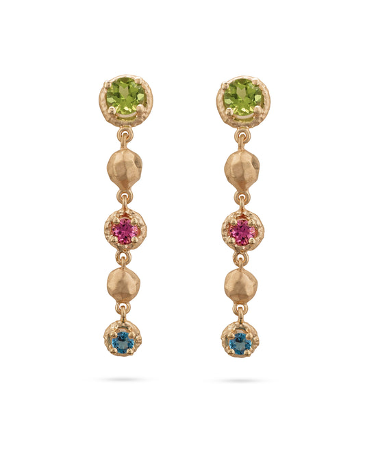 Flore Energy Cascade Earrings Green - Pink - Blue