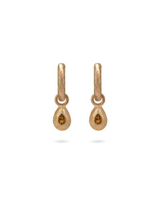Wander Hoops Medium with Drop Charms Madeira Quartz