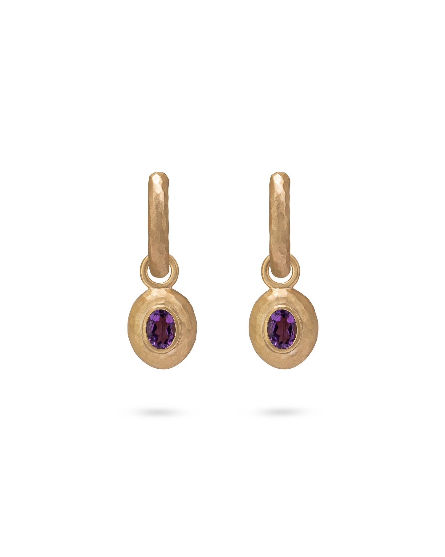 Wander Hoops Medium with Sasso Charms Purple Amethyst